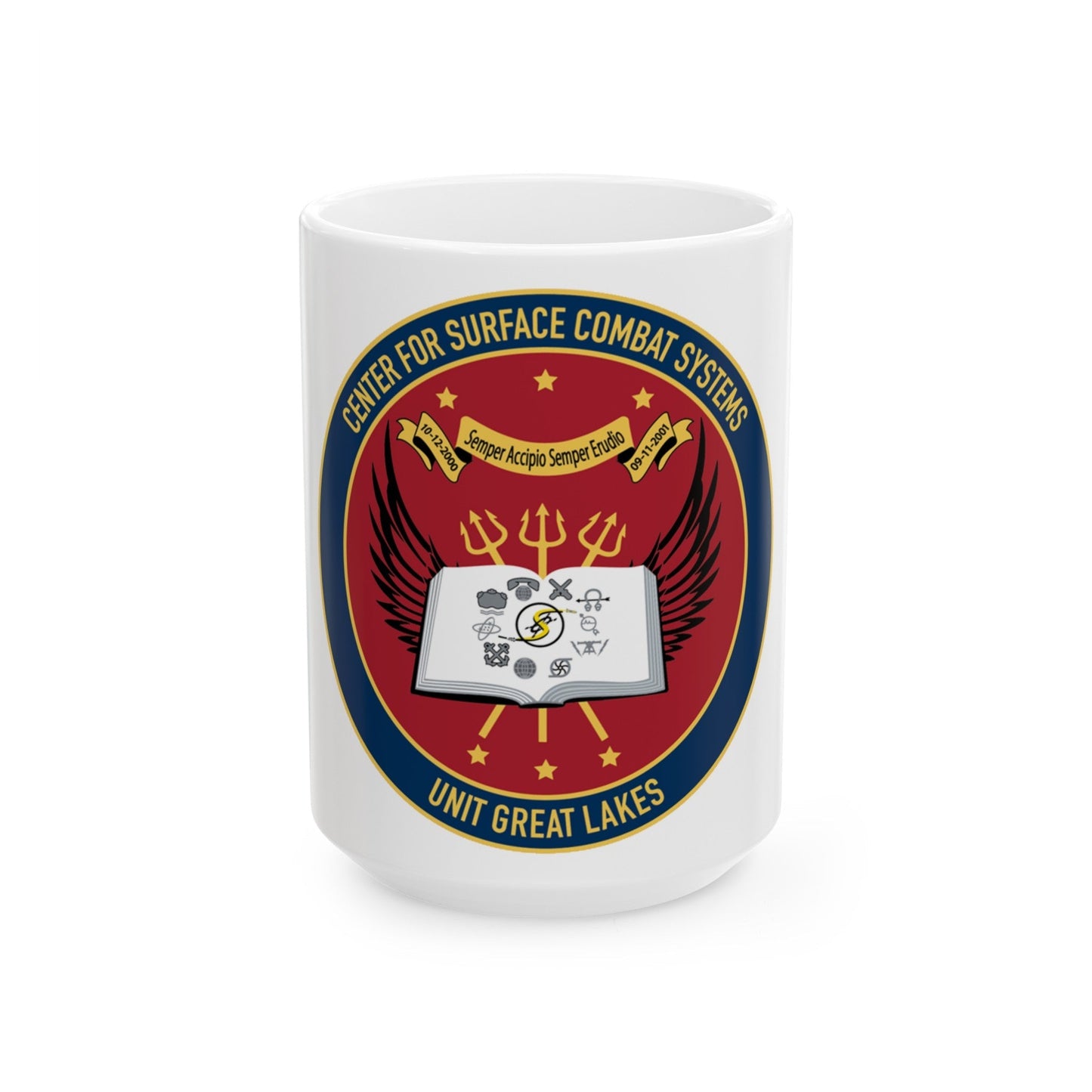 Center For Service Combat Systems Unit Great Lakes (U.S. Navy) White Coffee Mug-15oz-The Sticker Space