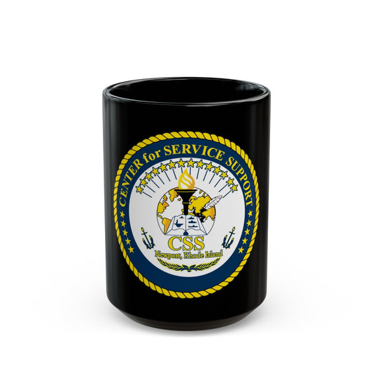 Center for Service Support Newport RI (U.S. Navy) Black Coffee Mug-15oz-The Sticker Space