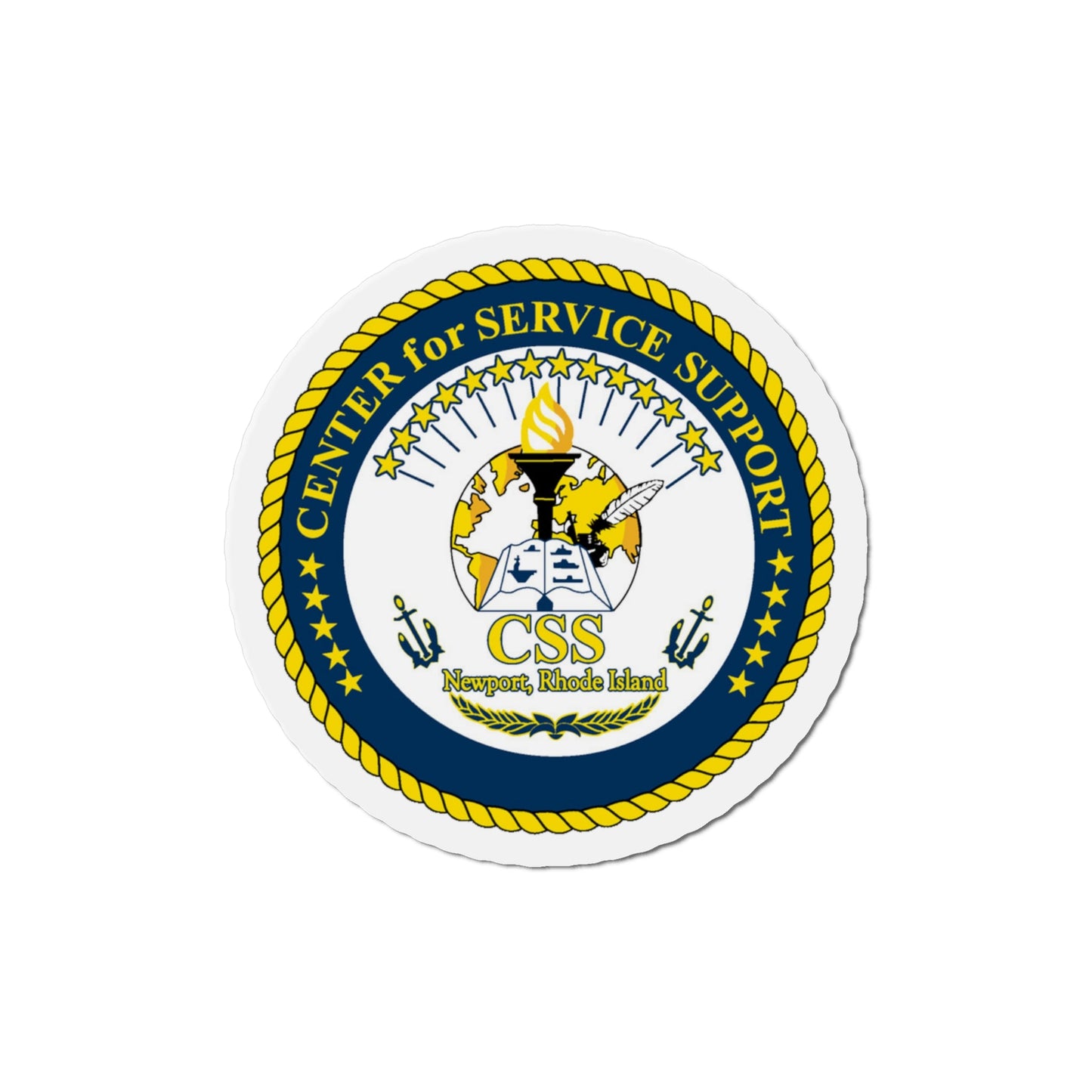 Center for Service Support Newport RI (U.S. Navy) Die-Cut Magnet-4" x 4"-The Sticker Space