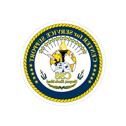 Center for Service Support Newport RI (U.S. Navy) REVERSE PRINT Transparent STICKER-2" × 2"-The Sticker Space