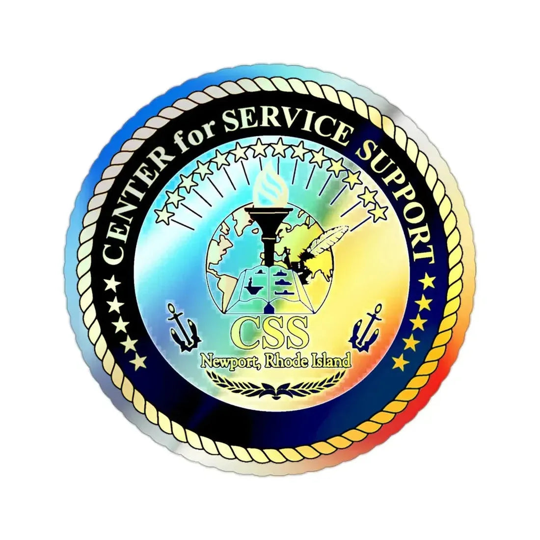 Center for Service Support Newport RI (U.S. Navy) Holographic STICKER Die-Cut Vinyl Decal 2 Inch Holographic - The Sticker Space