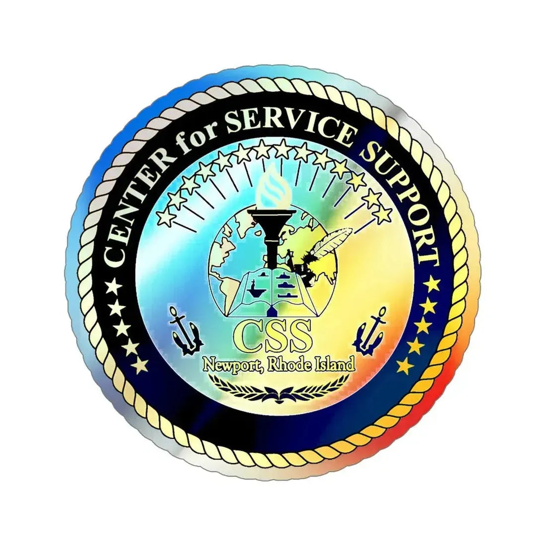 Center for Service Support Newport RI (U.S. Navy) Holographic STICKER Die-Cut Vinyl Decal 6 Inch Holographic - The Sticker Space
