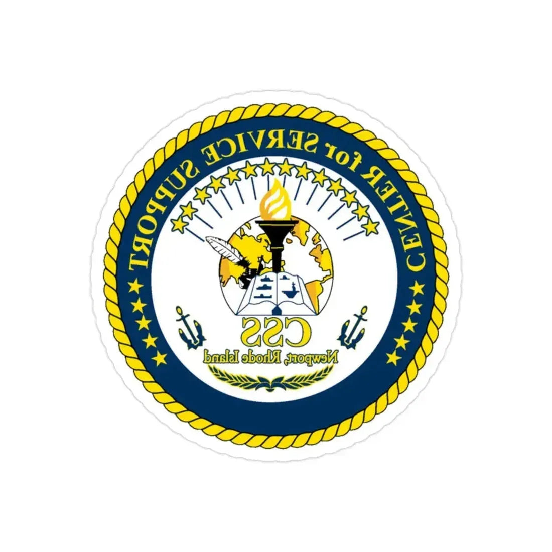 Center for Service Support Newport RI (U.S. Navy) REVERSE PRINT Transparent Die-Cut STICKER 2 Inch Die-Cut Transparent - The Sticker Space
