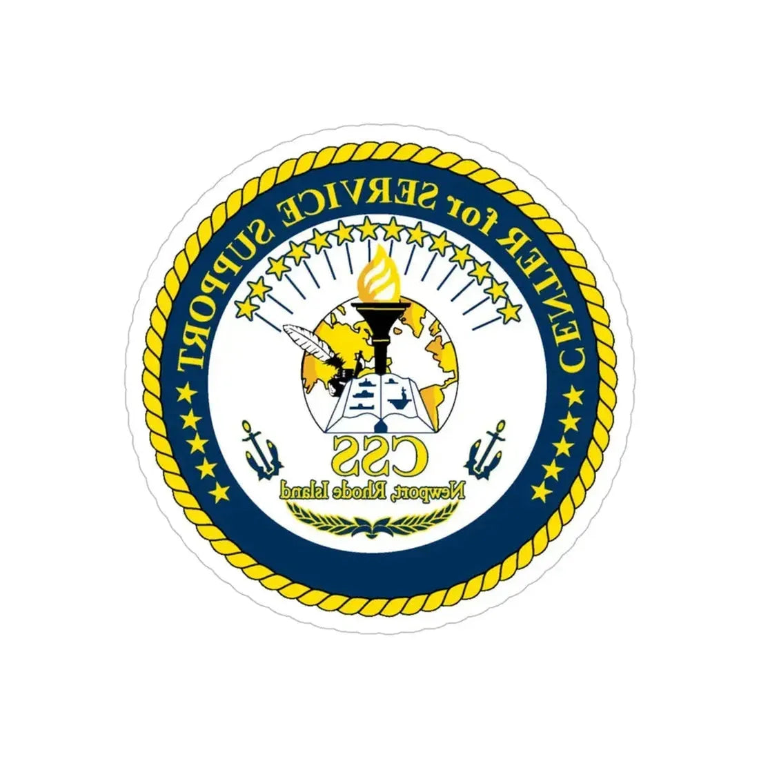 Center for Service Support Newport RI (U.S. Navy) REVERSE PRINT Transparent Die-Cut STICKER 5 Inch Die-Cut Transparent - The Sticker Space