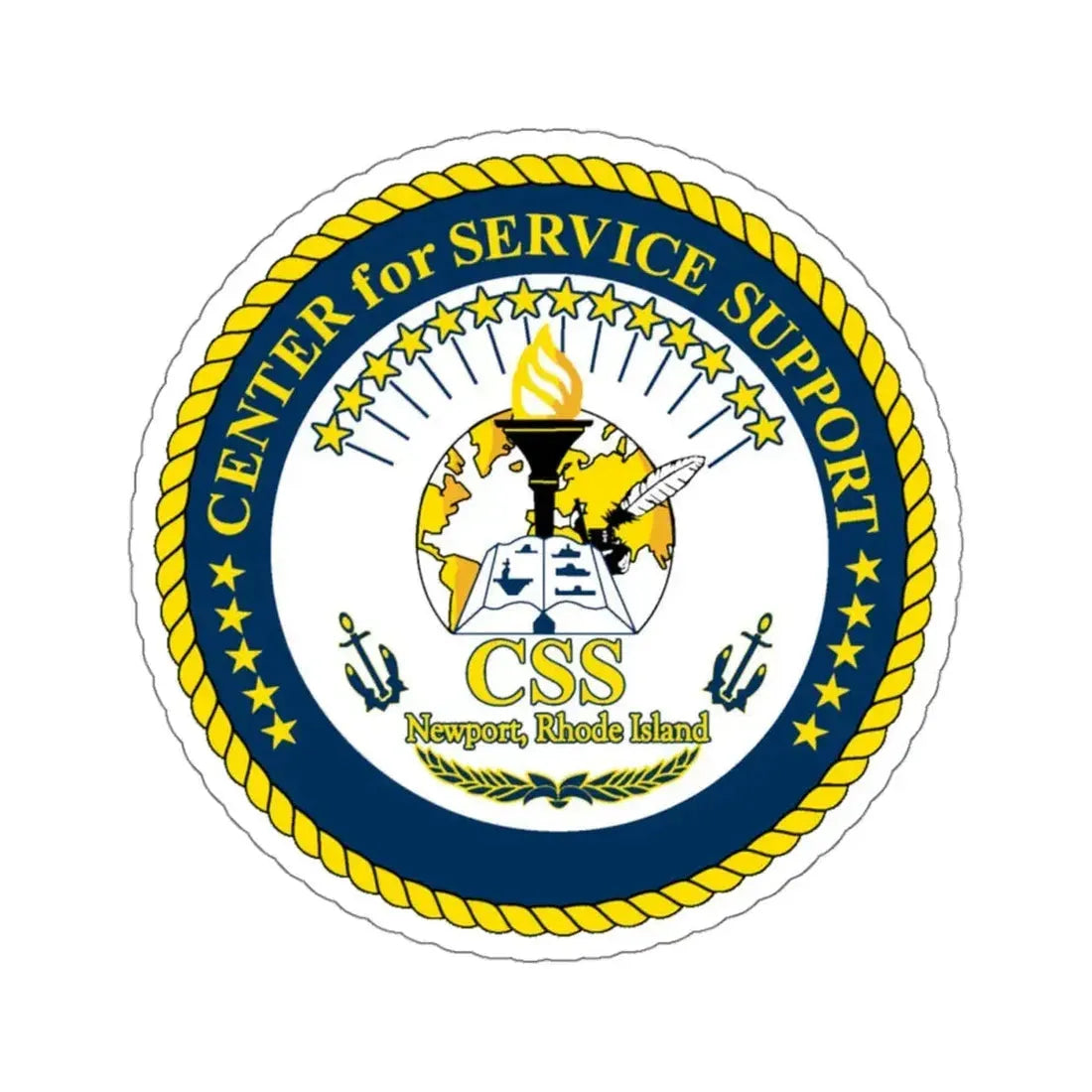 Center for Service Support Newport RI (U.S. Navy) STICKER Vinyl Kiss-Cut Decal 4 Inch White - The Sticker Space