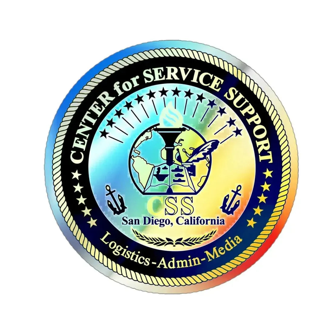 Center for Service Support San Diego CA CSS (U.S. Navy) Holographic STICKER Die-Cut Vinyl Decal 3 Inch Holographic - The Sticker Space