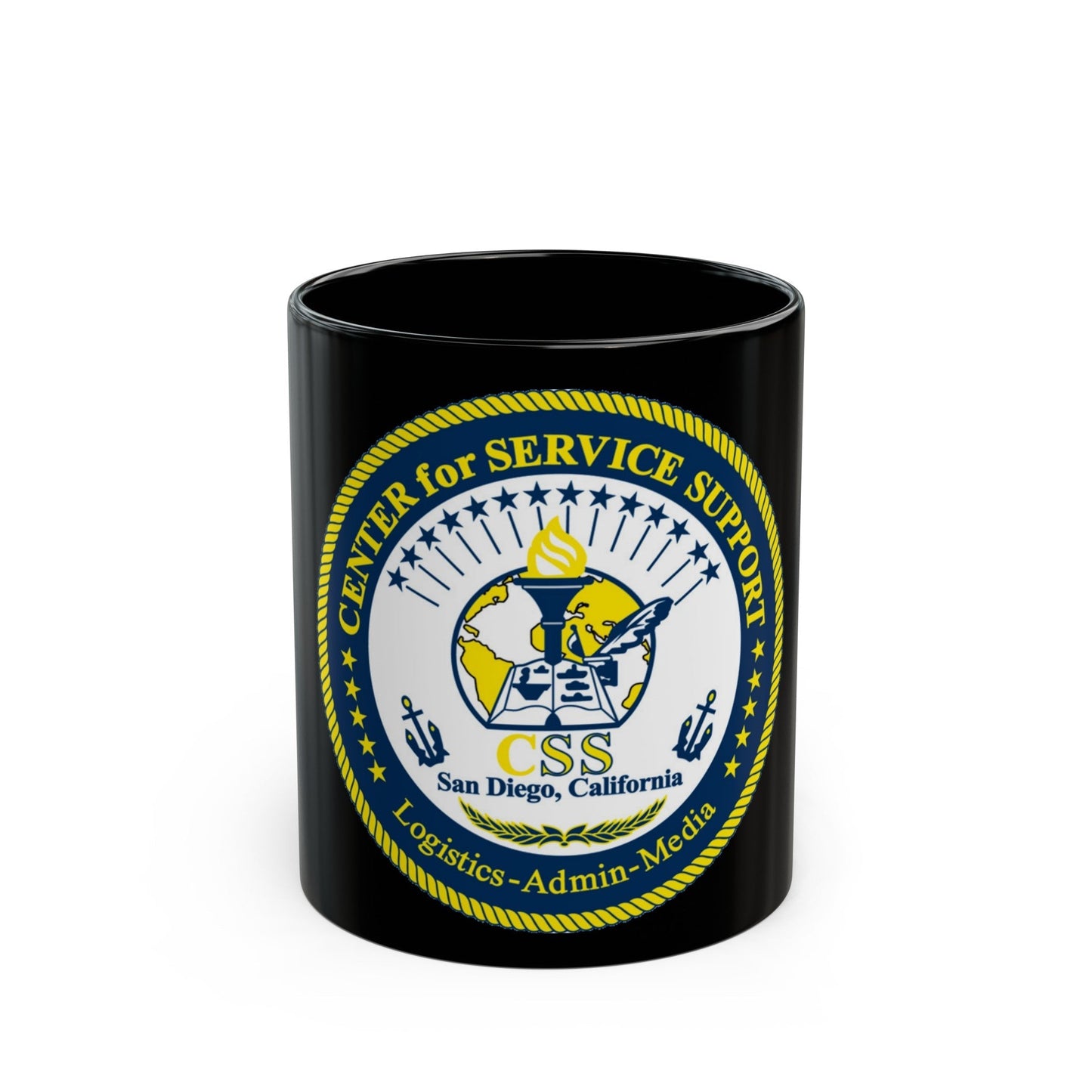 Center for Service Support San DiegoCA CSS (U.S. Navy) Black Coffee Mug-11oz-The Sticker Space