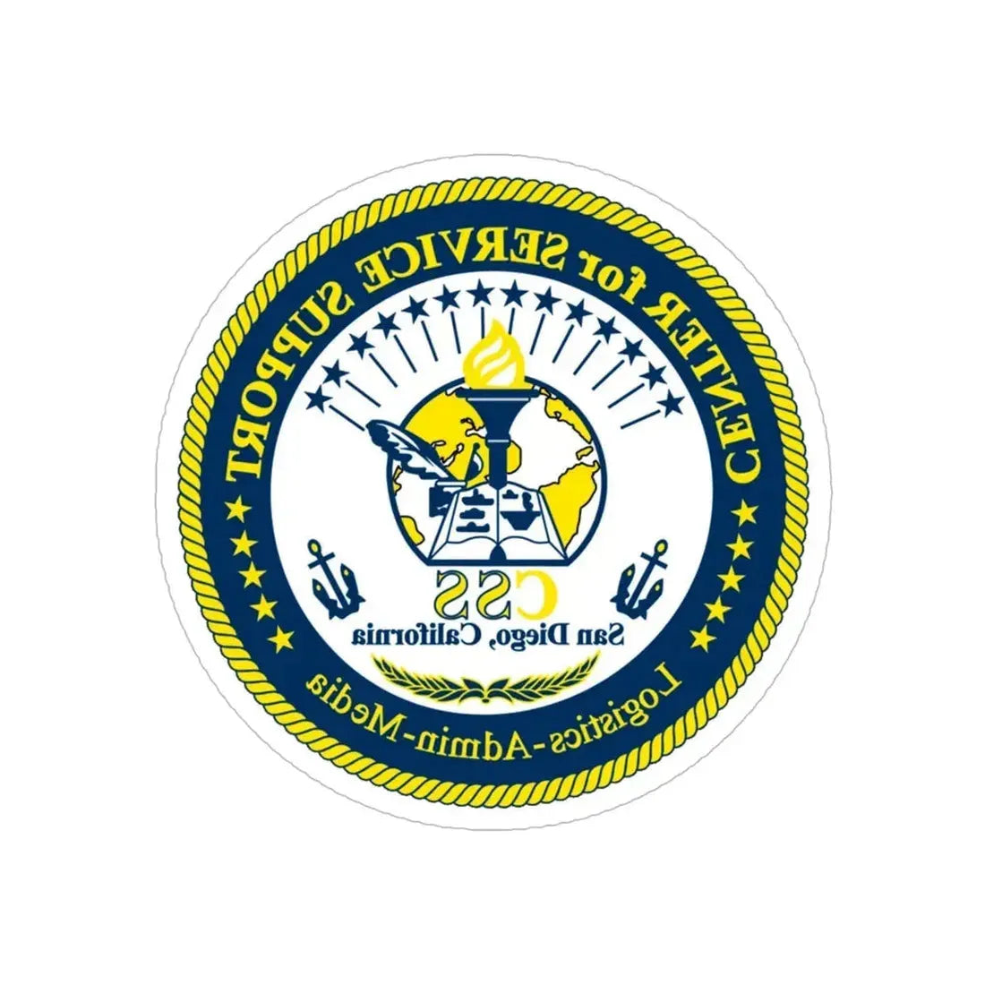 Center for Service Support San DiegoCA CSS (U.S. Navy) REVERSE PRINT Transparent Die-Cut STICKER 6 Inch Die-Cut Transparent - The Sticker Space