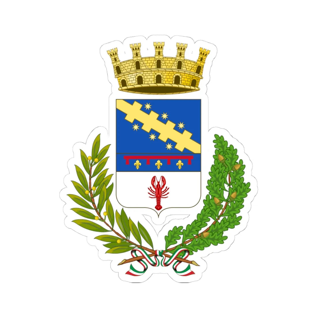 Cento-Stemma (Italy) (Coat of Arms) STICKER Vinyl Kiss-Cut Decal 4 Inch White - The Sticker Space