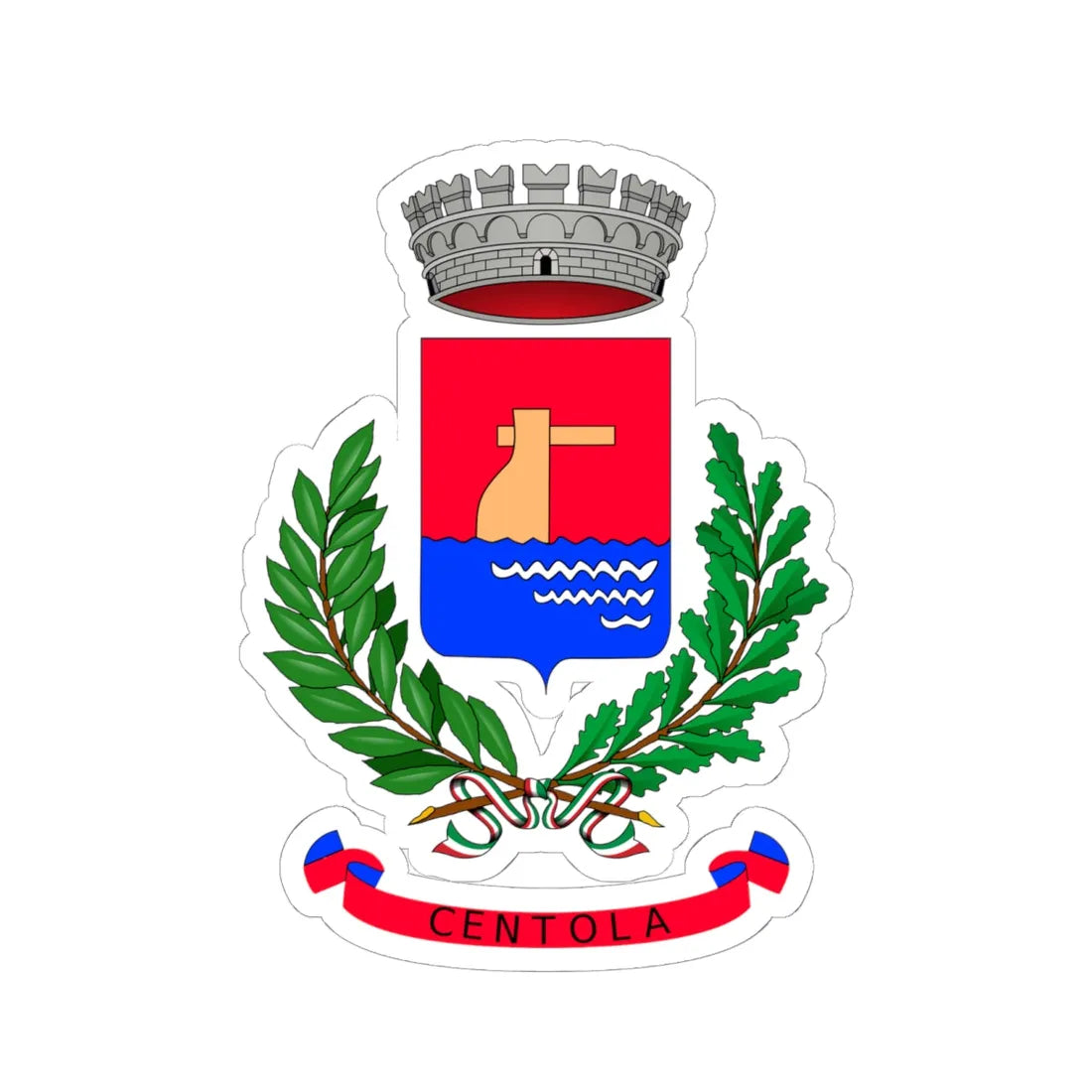 Centola-Stemma (Italy) (Coat of Arms) STICKER Vinyl Kiss-Cut Decal 6 Inch White - The Sticker Space
