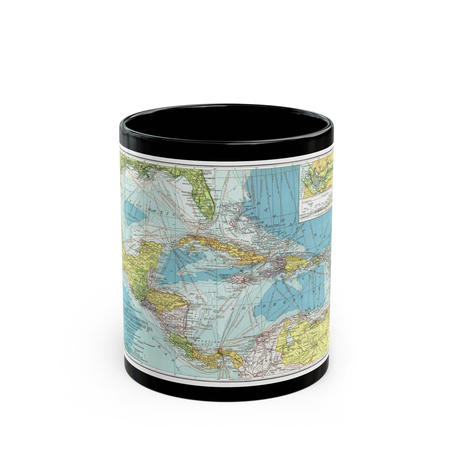 Central America (1913) (Map) Black Coffee Mug-11oz-The Sticker Space