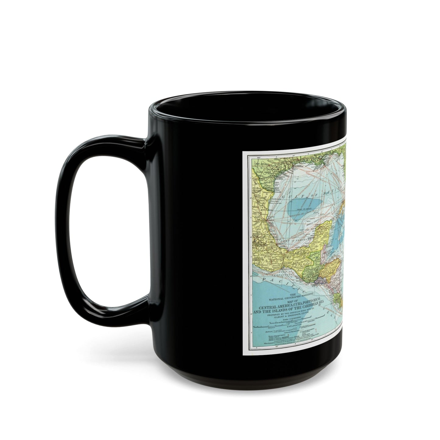 Central America (1913) (Map) Black Coffee Mug-The Sticker Space