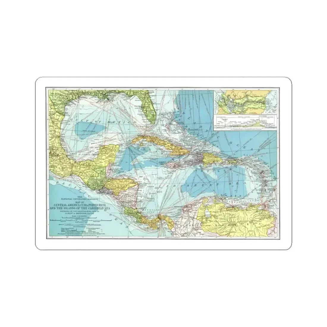 Central America (1913) (Map) STICKER Vinyl Kiss-Cut Decal 6 Inch White - The Sticker Space