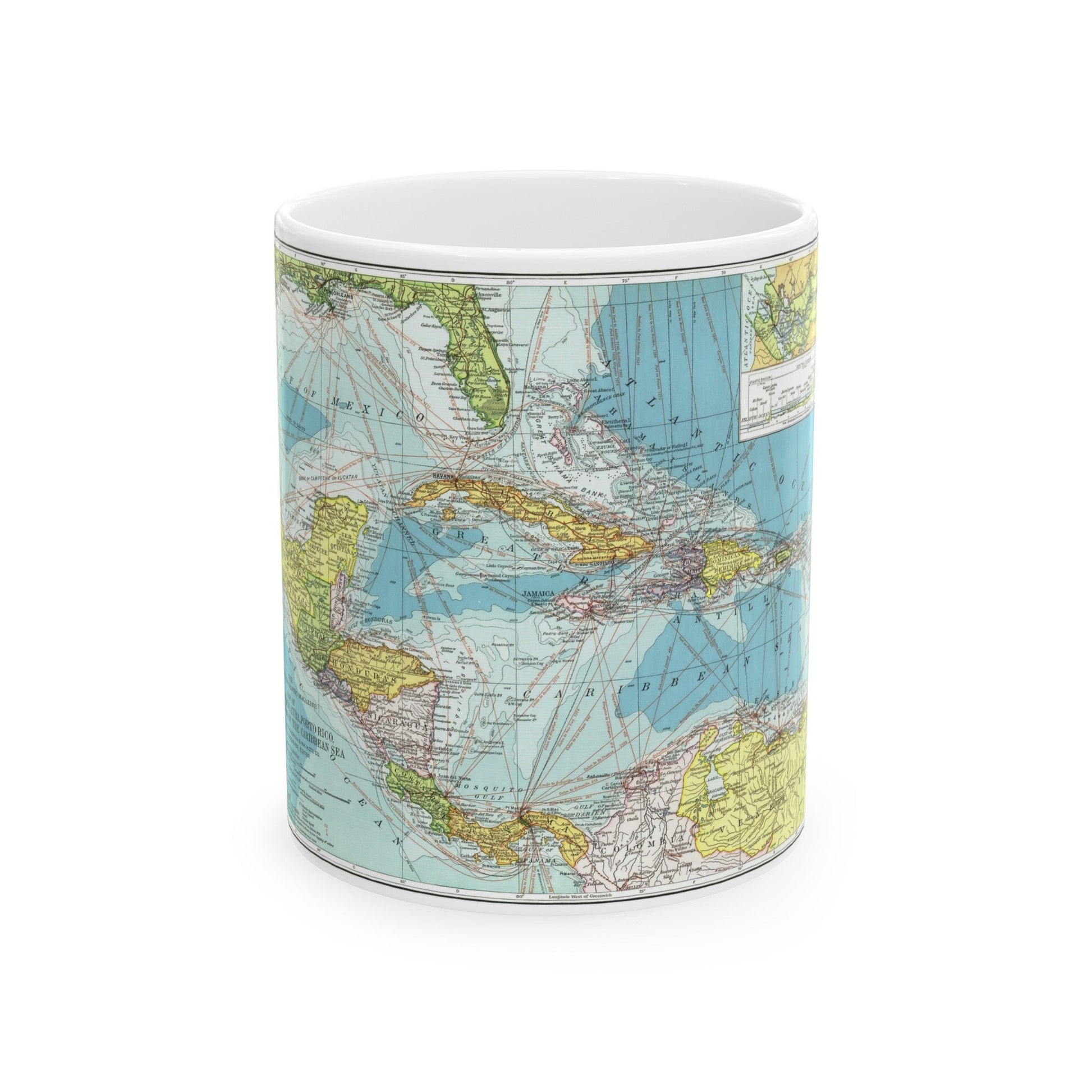 Central America (1913) (Map) White Coffee Mug-11oz-The Sticker Space