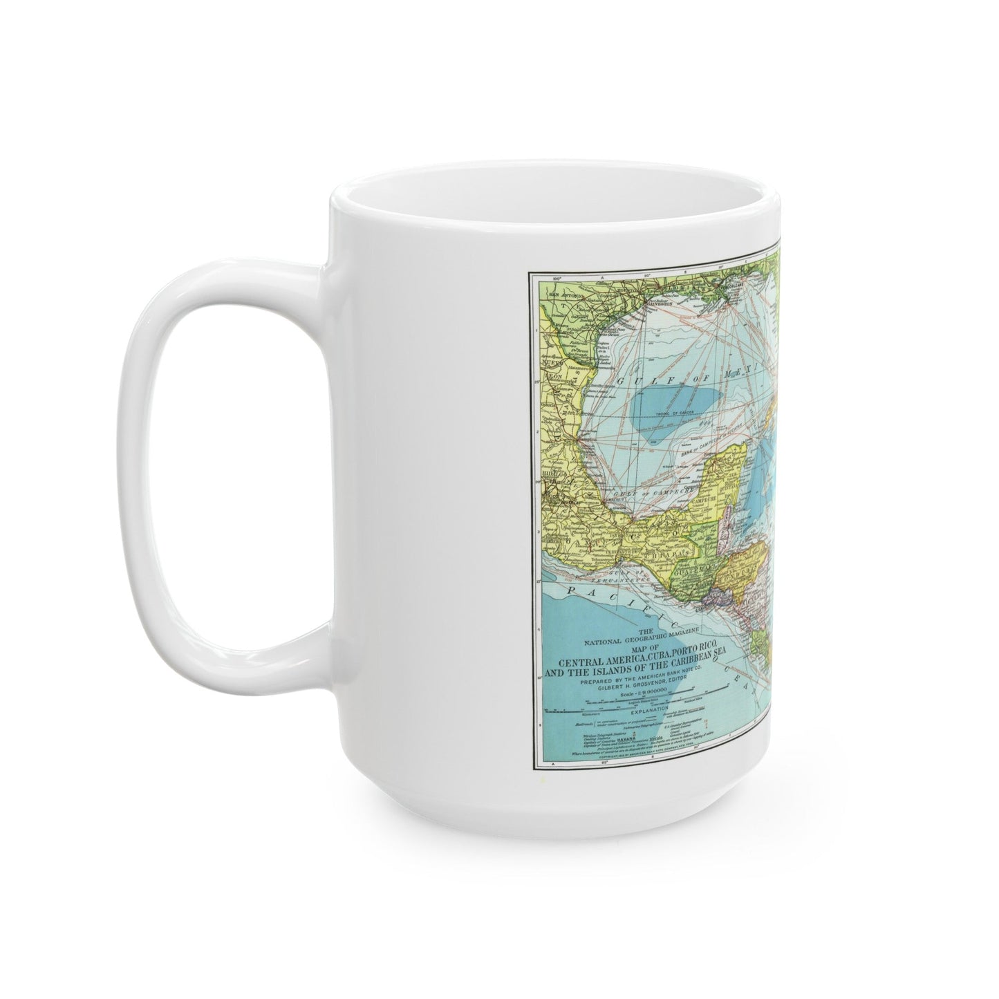 Central America (1913) (Map) White Coffee Mug-The Sticker Space