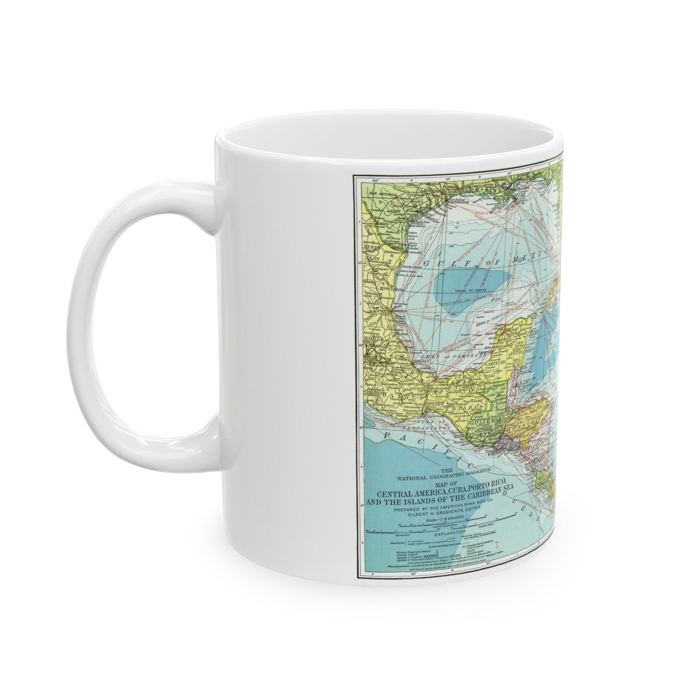 Central America (1913) (Map) White Coffee Mug-The Sticker Space