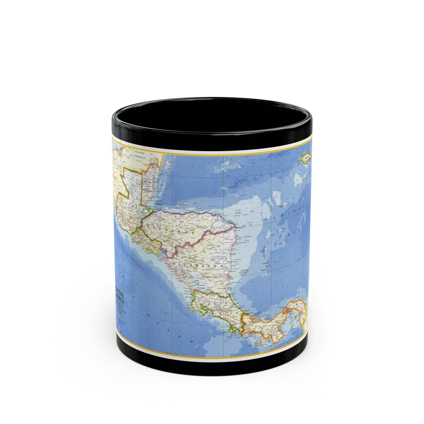 Central America (1973) (Map) Black Coffee Mug-11oz-The Sticker Space