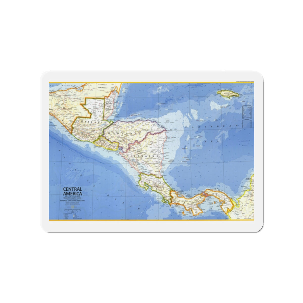 Central America (1973) (Map) Refrigerator Magnet-2" x 2"-The Sticker Space