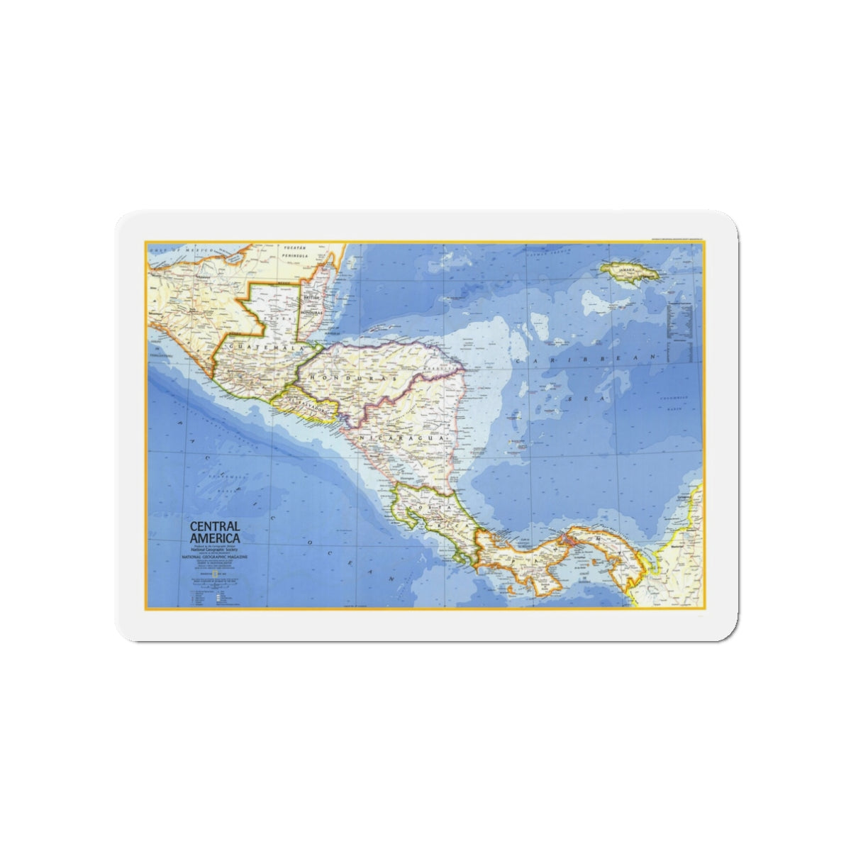 Central America (1973) (Map) Refrigerator Magnet-3" x 3"-The Sticker Space