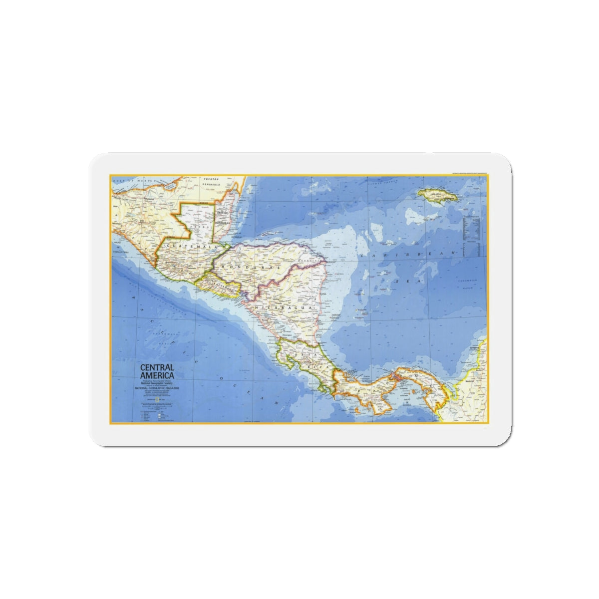 Central America (1973) (Map) Refrigerator Magnet-5" x 5"-The Sticker Space