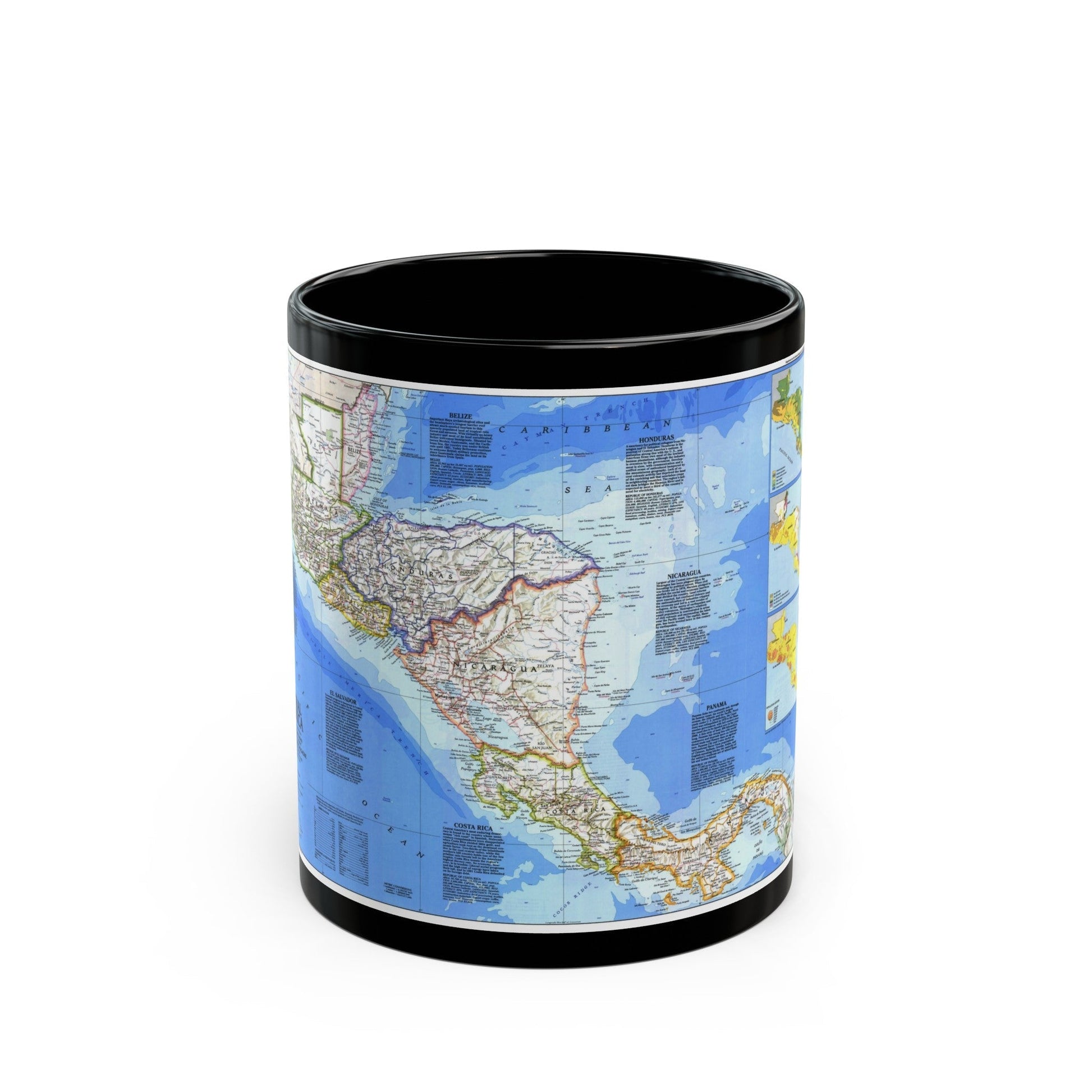 Central America (1986) (Map) Black Coffee Mug-11oz-The Sticker Space