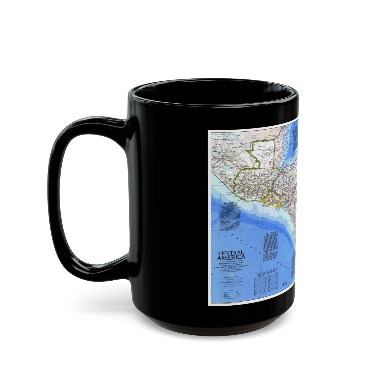 Central America (1986) (Map) Black Coffee Mug-The Sticker Space