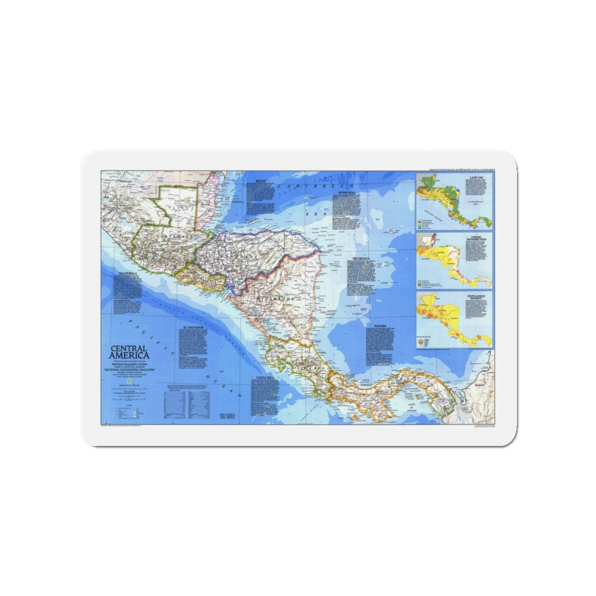 Central America (1986) (Map) Refrigerator Magnet-3" x 3"-The Sticker Space