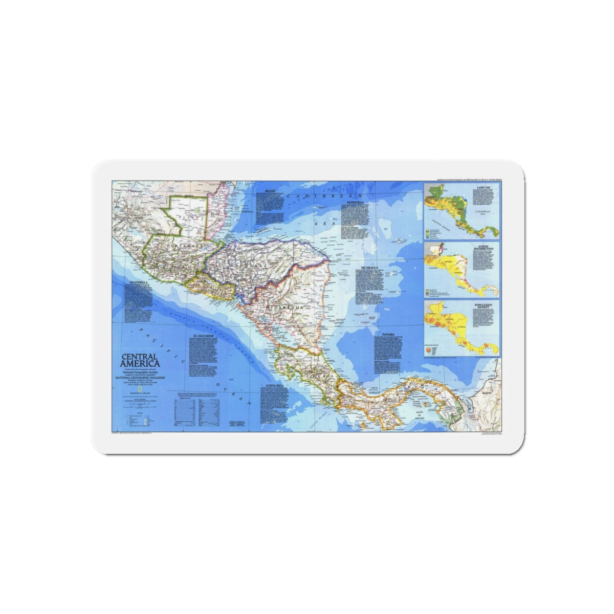 Central America (1986) (Map) Refrigerator Magnet-5" x 5"-The Sticker Space