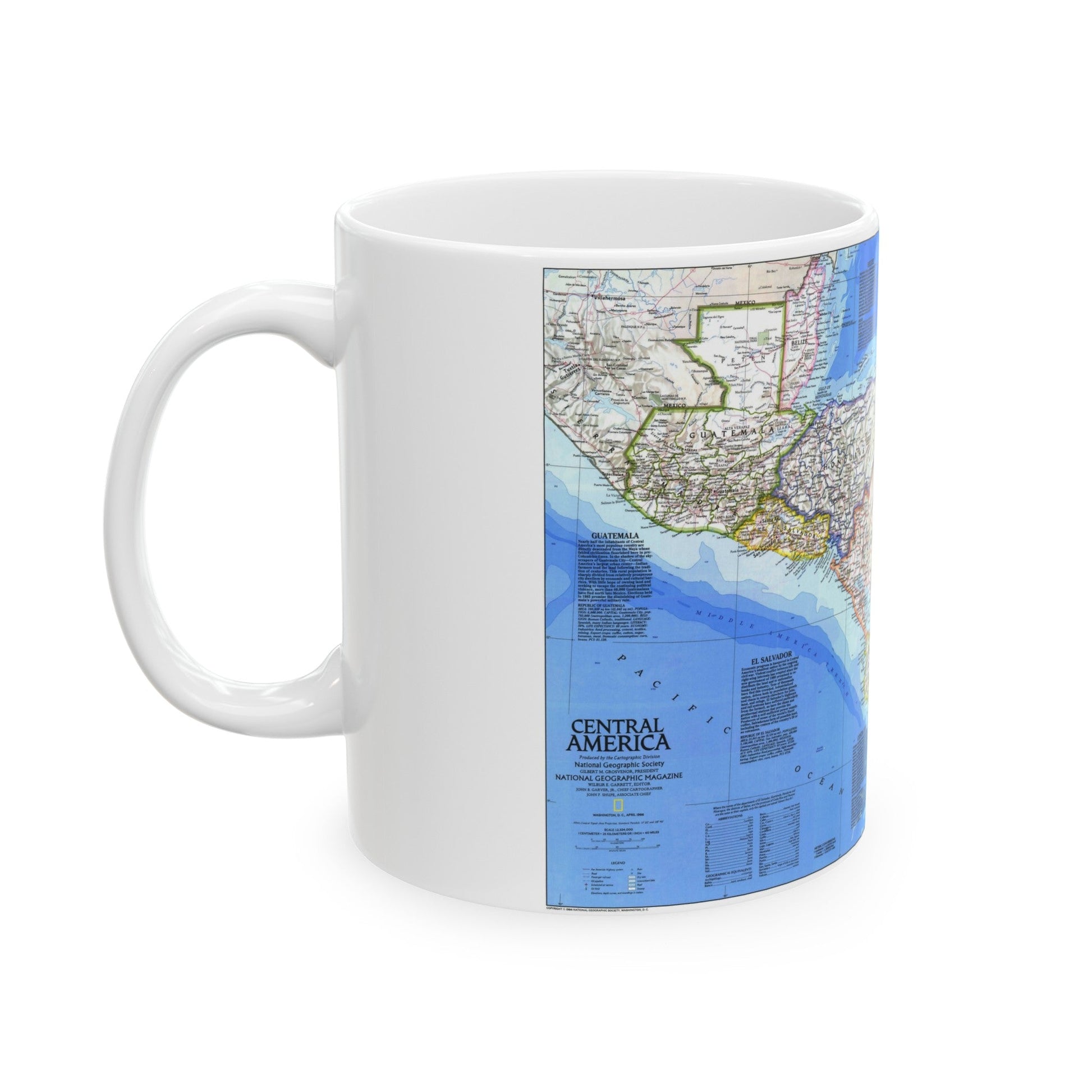 Central America (1986) (Map) White Coffee Mug-The Sticker Space