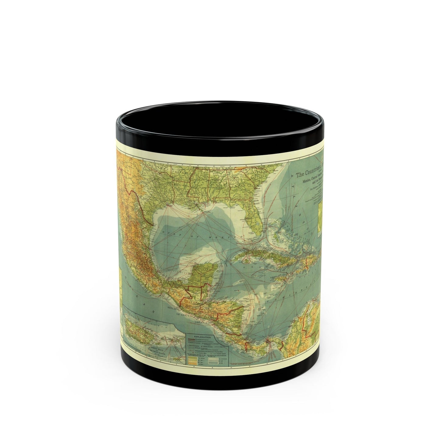 Central America and the West Indies (1922) (Map) Black Coffee Mug-11oz-The Sticker Space