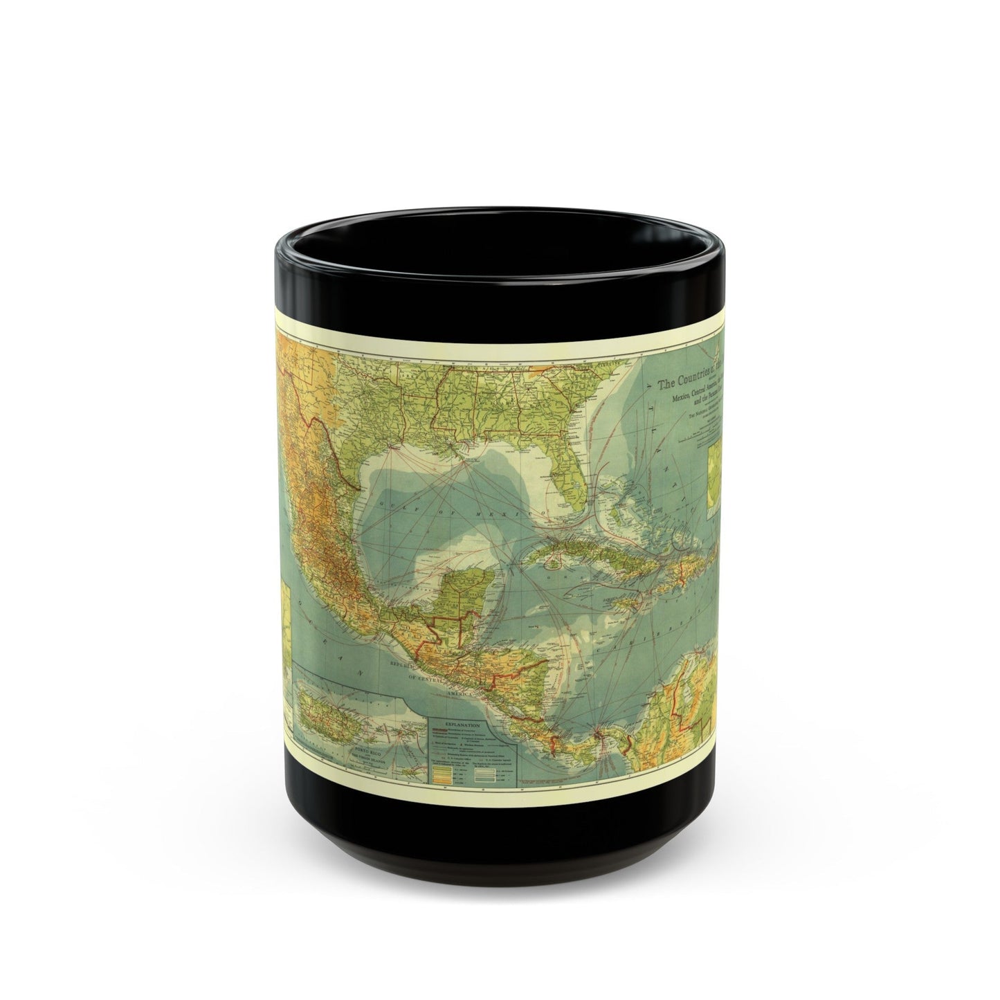 Central America and the West Indies (1922) (Map) Black Coffee Mug-15oz-The Sticker Space