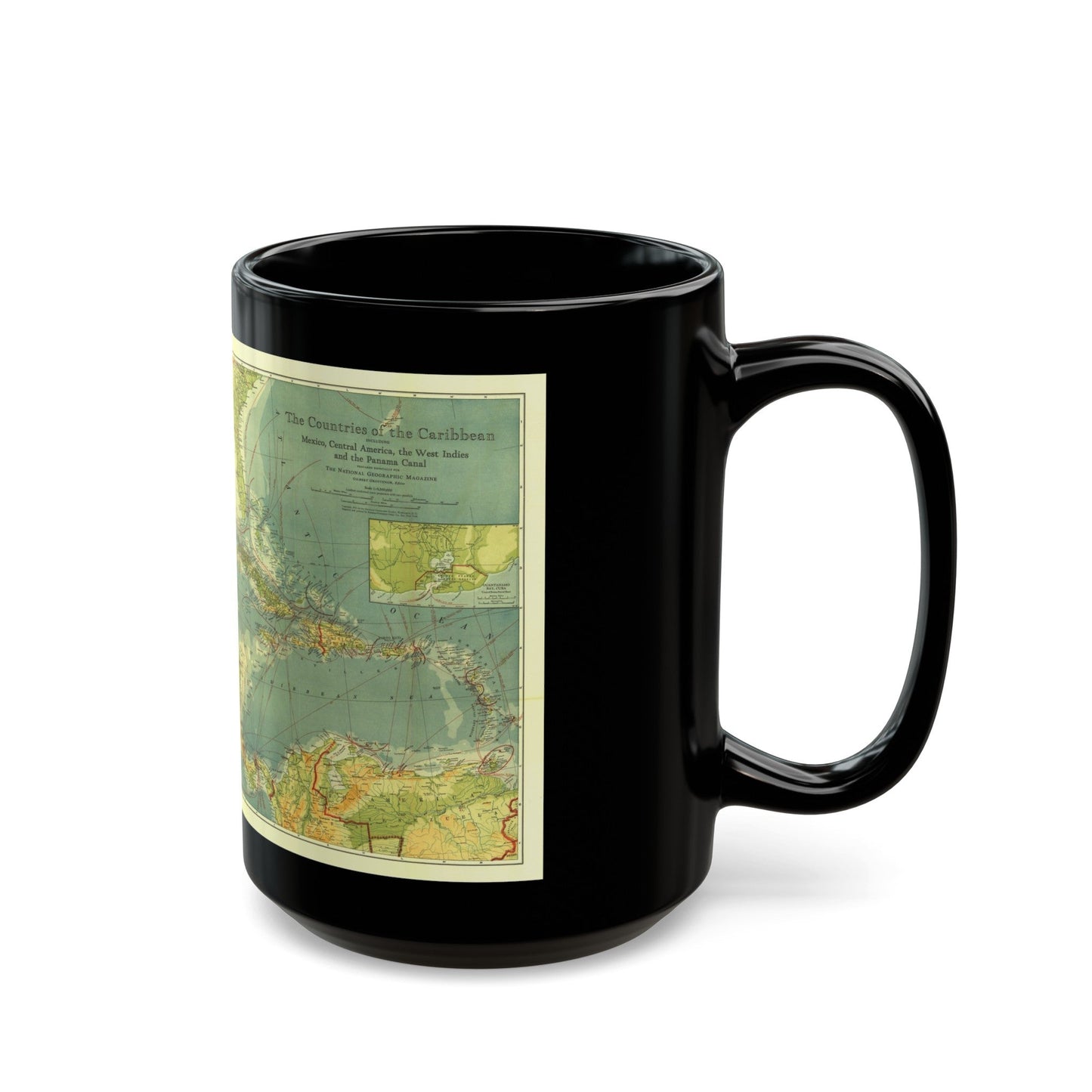 Central America and the West Indies (1922) (Map) Black Coffee Mug-The Sticker Space