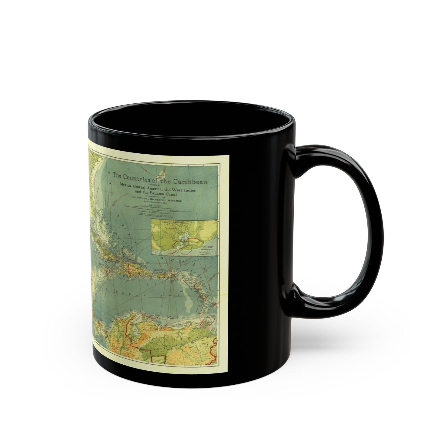 Central America and the West Indies (1922) (Map) Black Coffee Mug-The Sticker Space