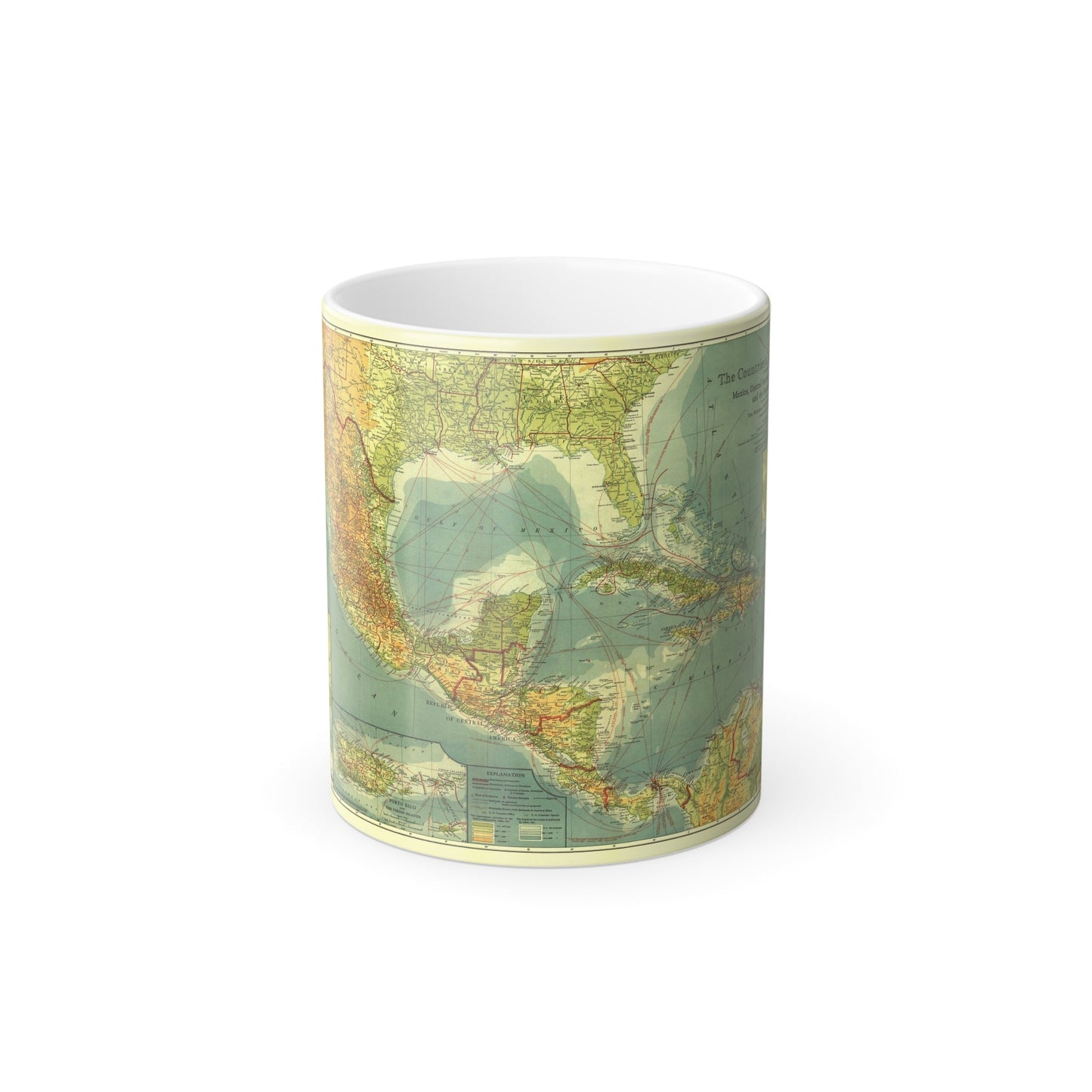 Central America and the West Indies (1922) (Map) Color Changing Mug 11oz-11oz-The Sticker Space