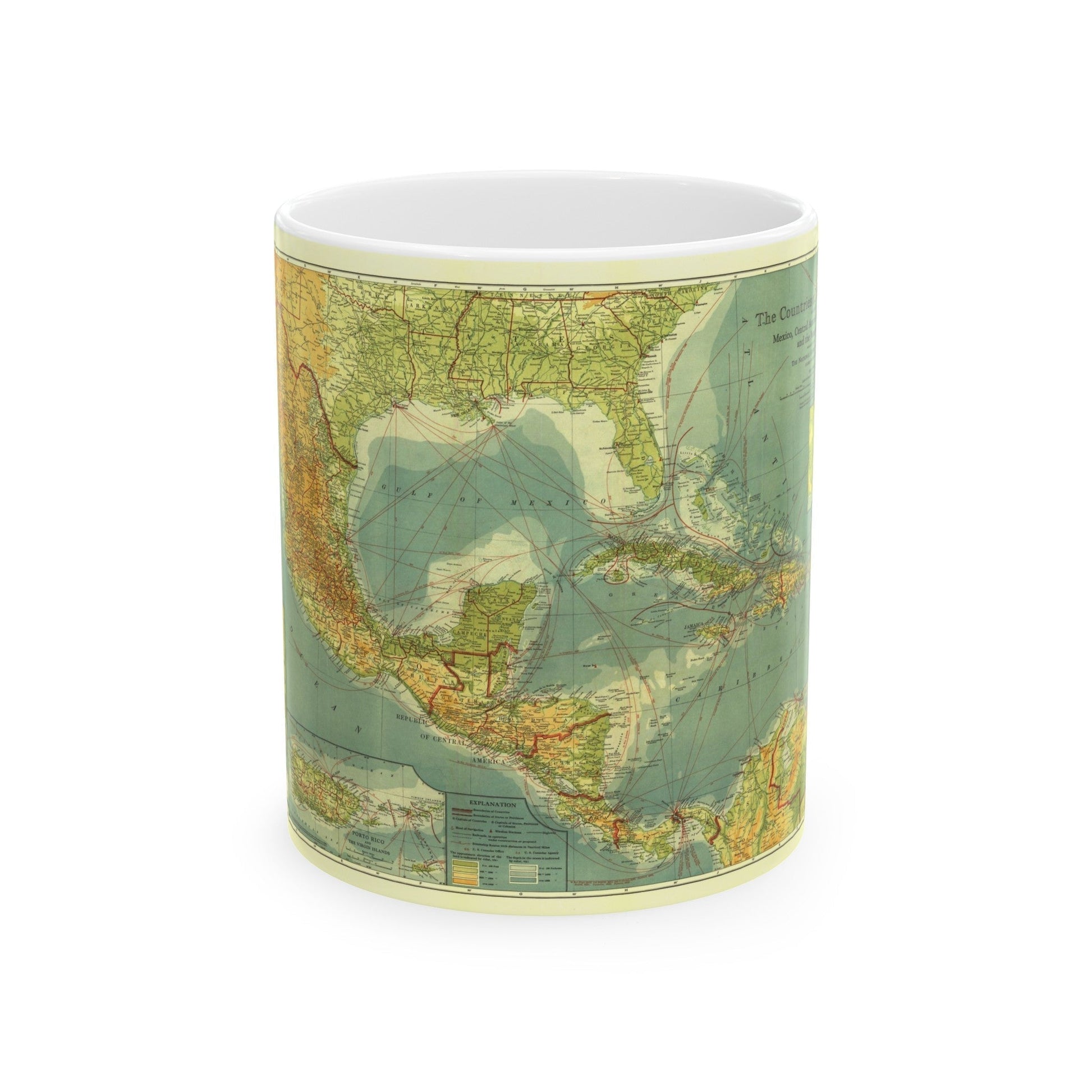 Central America and the West Indies (1922) (Map) White Coffee Mug-11oz-The Sticker Space