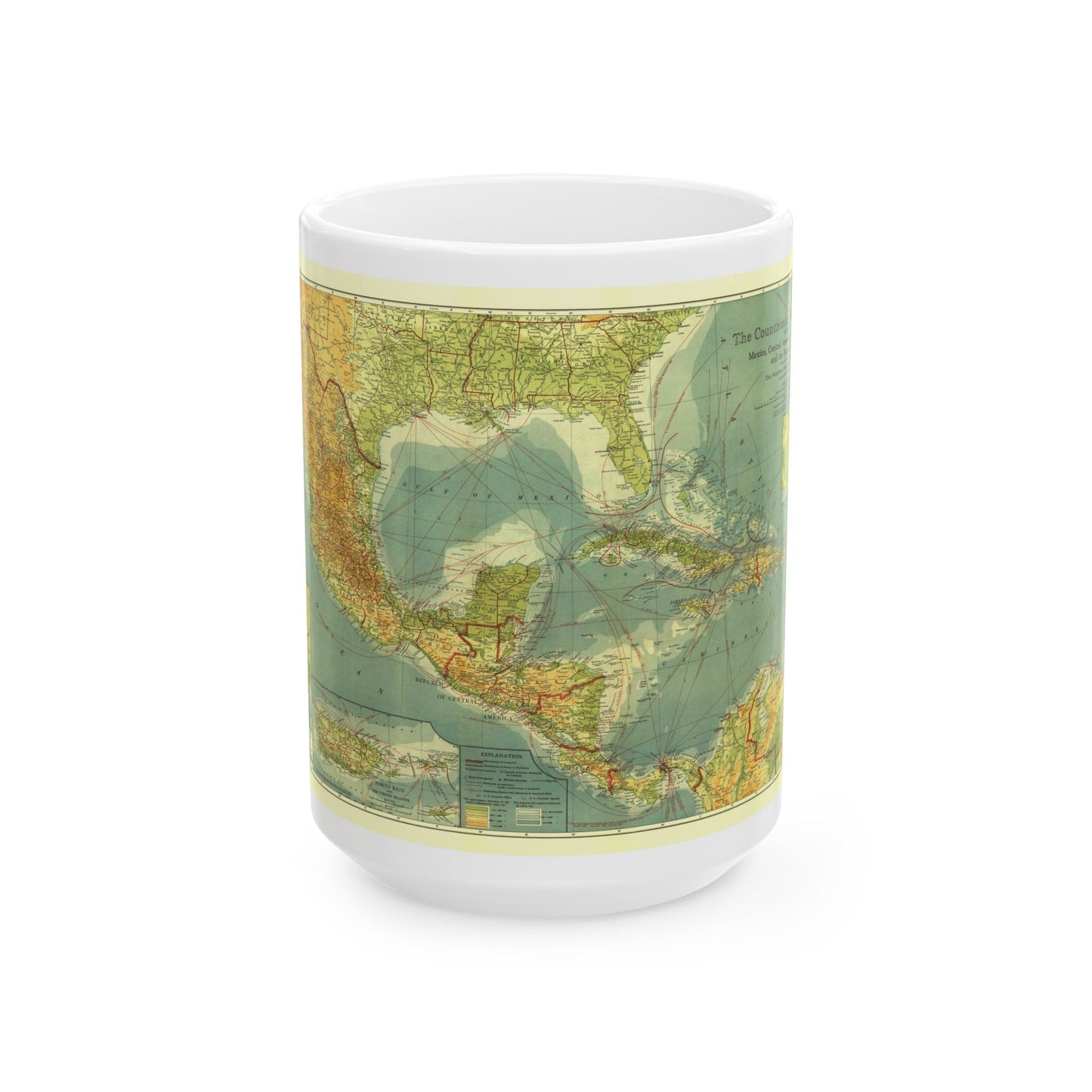 Central America and the West Indies (1922) (Map) White Coffee Mug-15oz-The Sticker Space