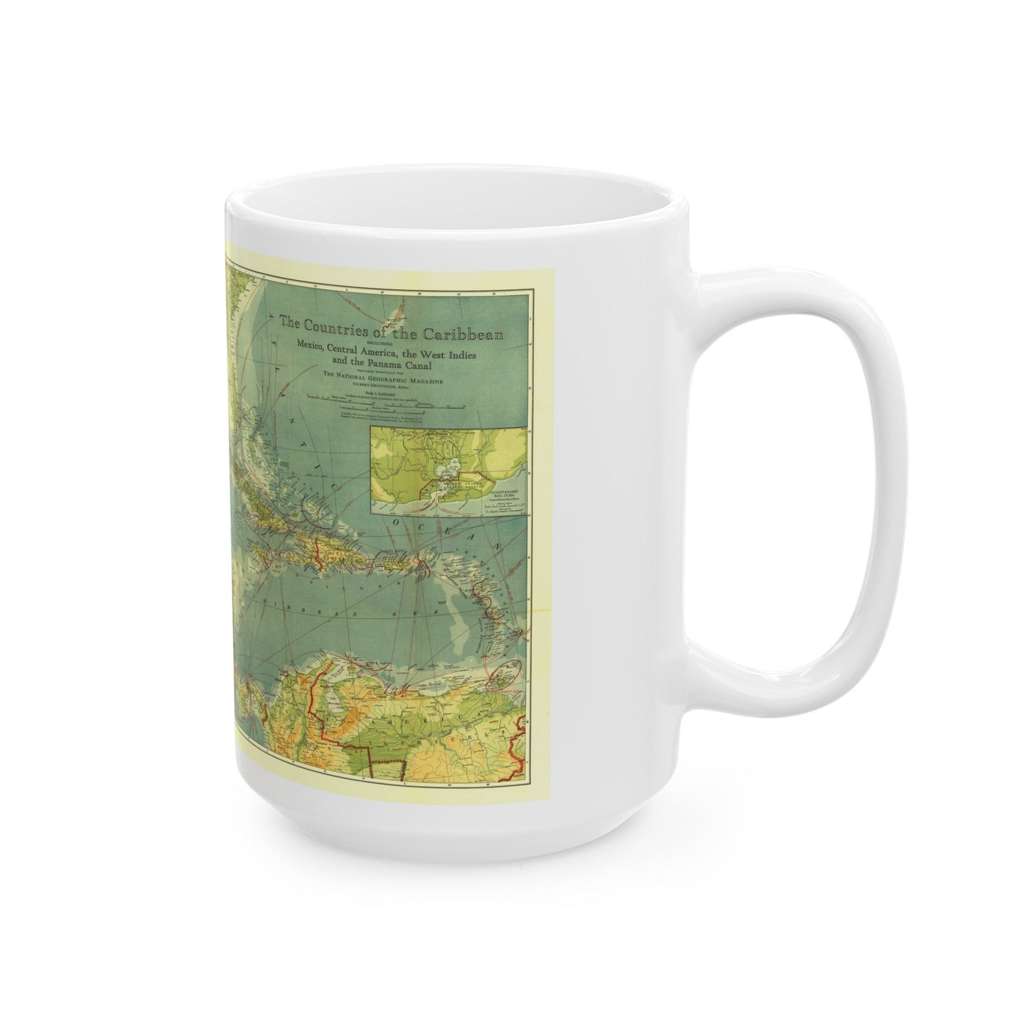 Central America and the West Indies (1922) (Map) White Coffee Mug-The Sticker Space