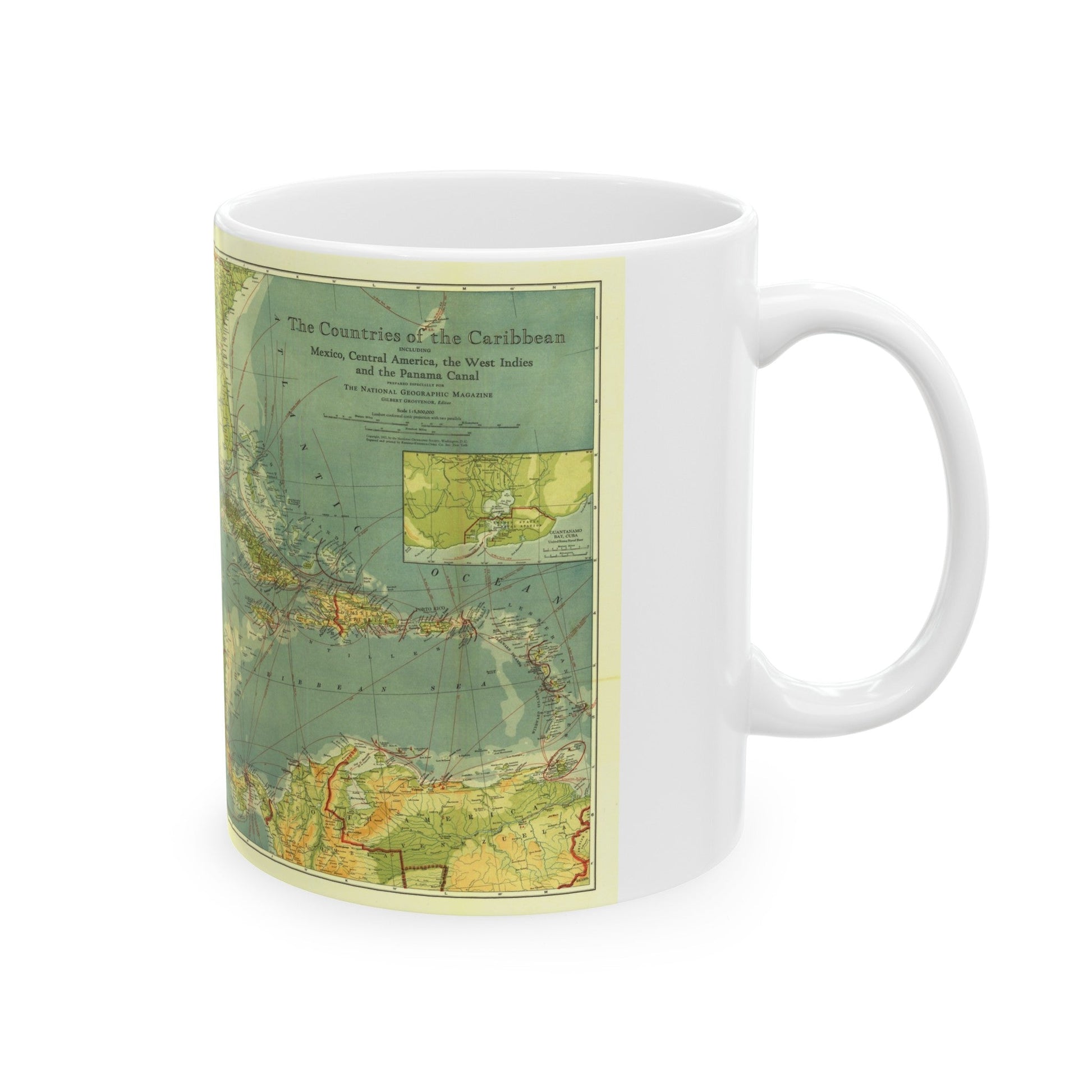 Central America and the West Indies (1922) (Map) White Coffee Mug-The Sticker Space