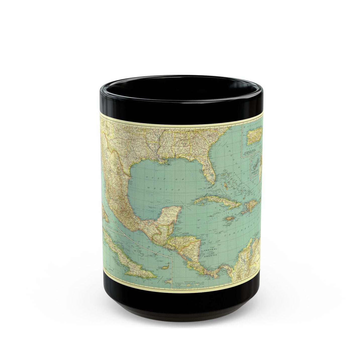 Central America and the West Indies (1934) (Map) Black Coffee Mug-15oz-The Sticker Space