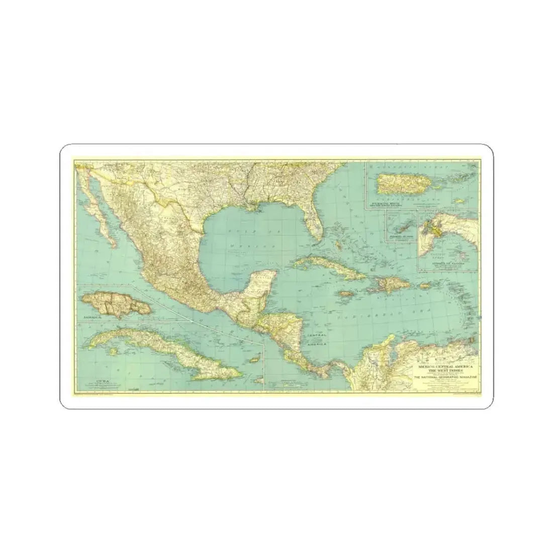 Central America and the West Indies (1934) (Map) STICKER Vinyl Kiss-Cut Decal 3 Inch White - The Sticker Space