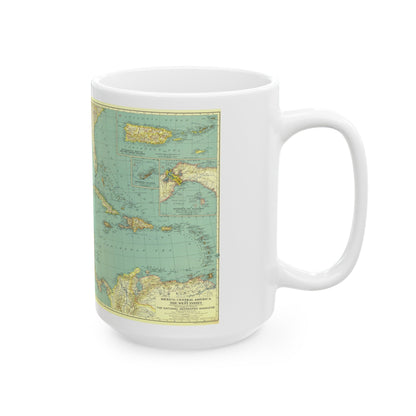 Central America and the West Indies (1934) (Map) White Coffee Mug-The Sticker Space