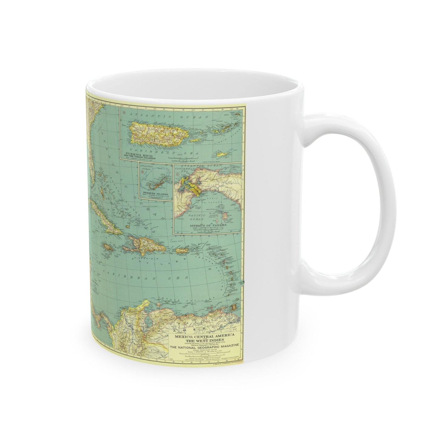 Central America and the West Indies (1934) (Map) White Coffee Mug-The Sticker Space