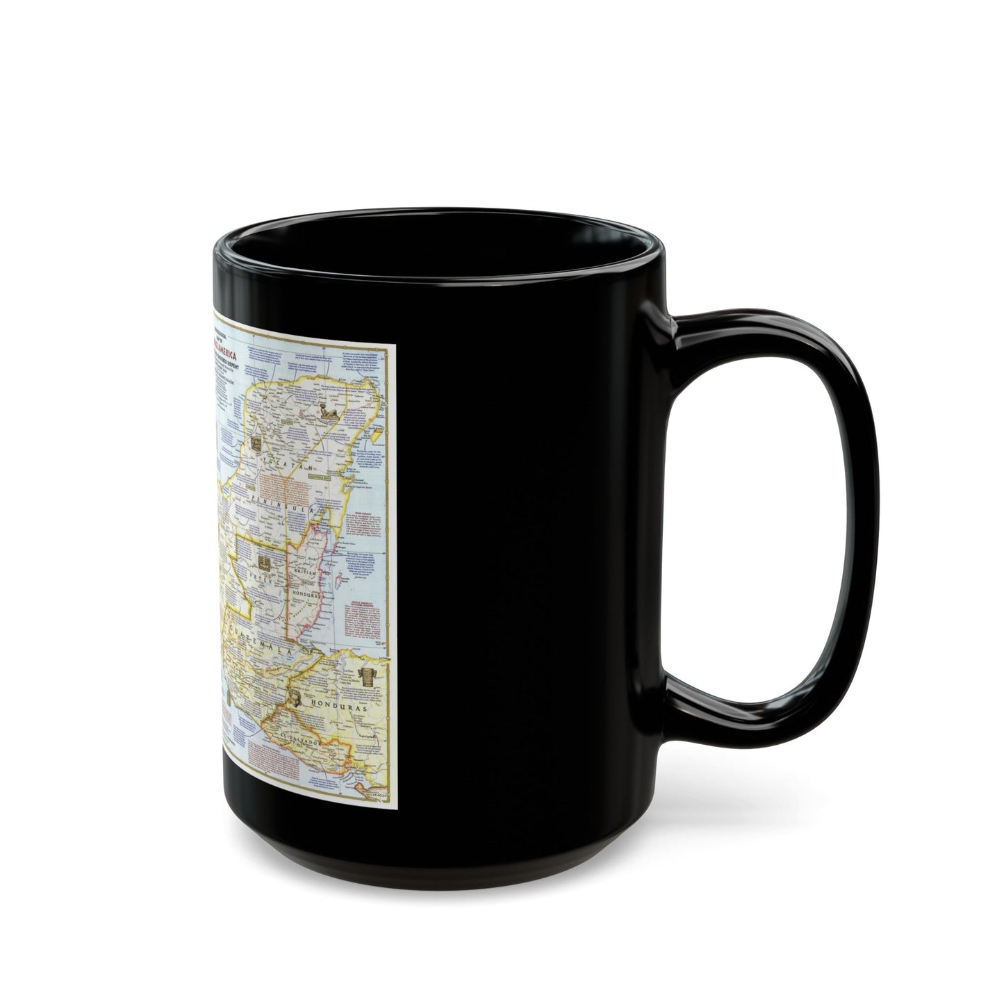 Central America - Archeological Map 1 (1968) (Map) Black Coffee Mug-The Sticker Space