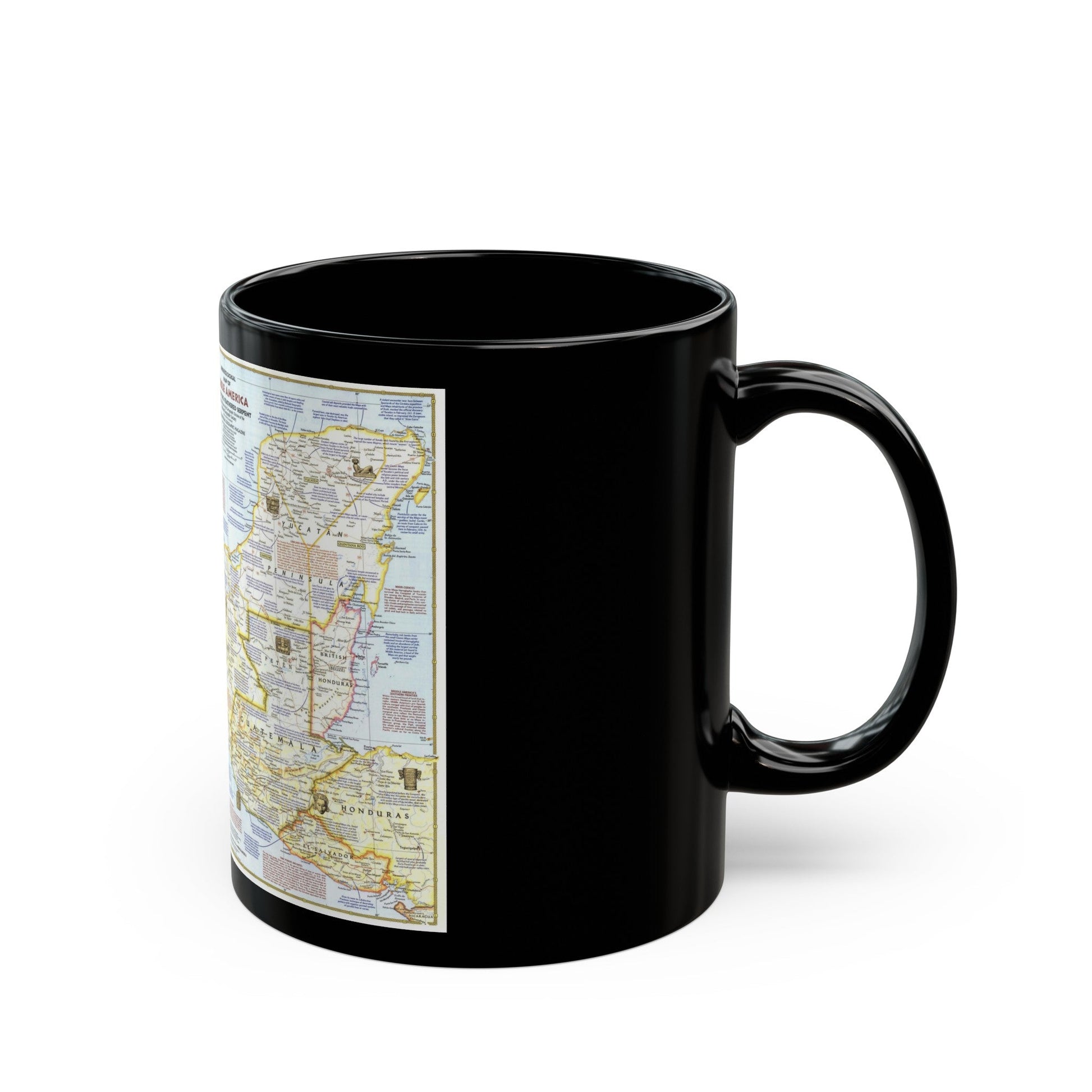 Central America - Archeological Map 1 (1968) (Map) Black Coffee Mug-The Sticker Space