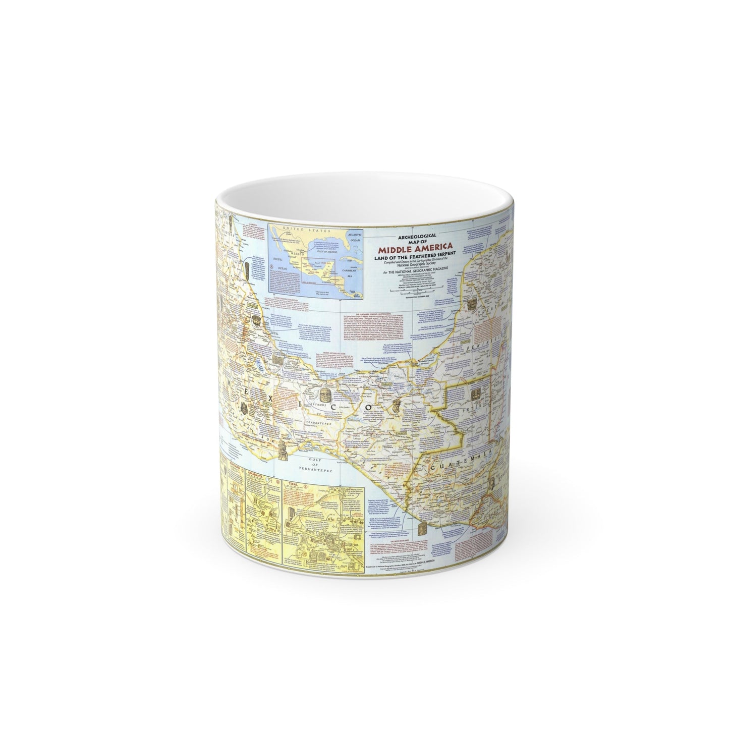 Central America - Archeological Map 1 (1968) (Map) Color Changing Mug 11oz-11oz-The Sticker Space