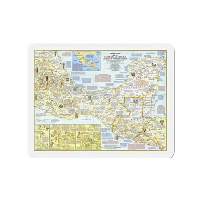 Central America - Archeological Map 1 (1968) (Map) Refrigerator Magnet 3 Inch - The Sticker Space