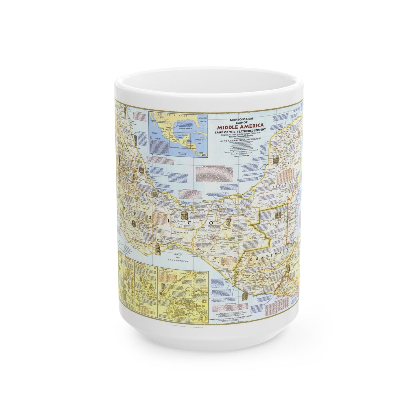 Central America - Archeological Map 1 (1968) (Map) White Coffee Mug-15oz-The Sticker Space