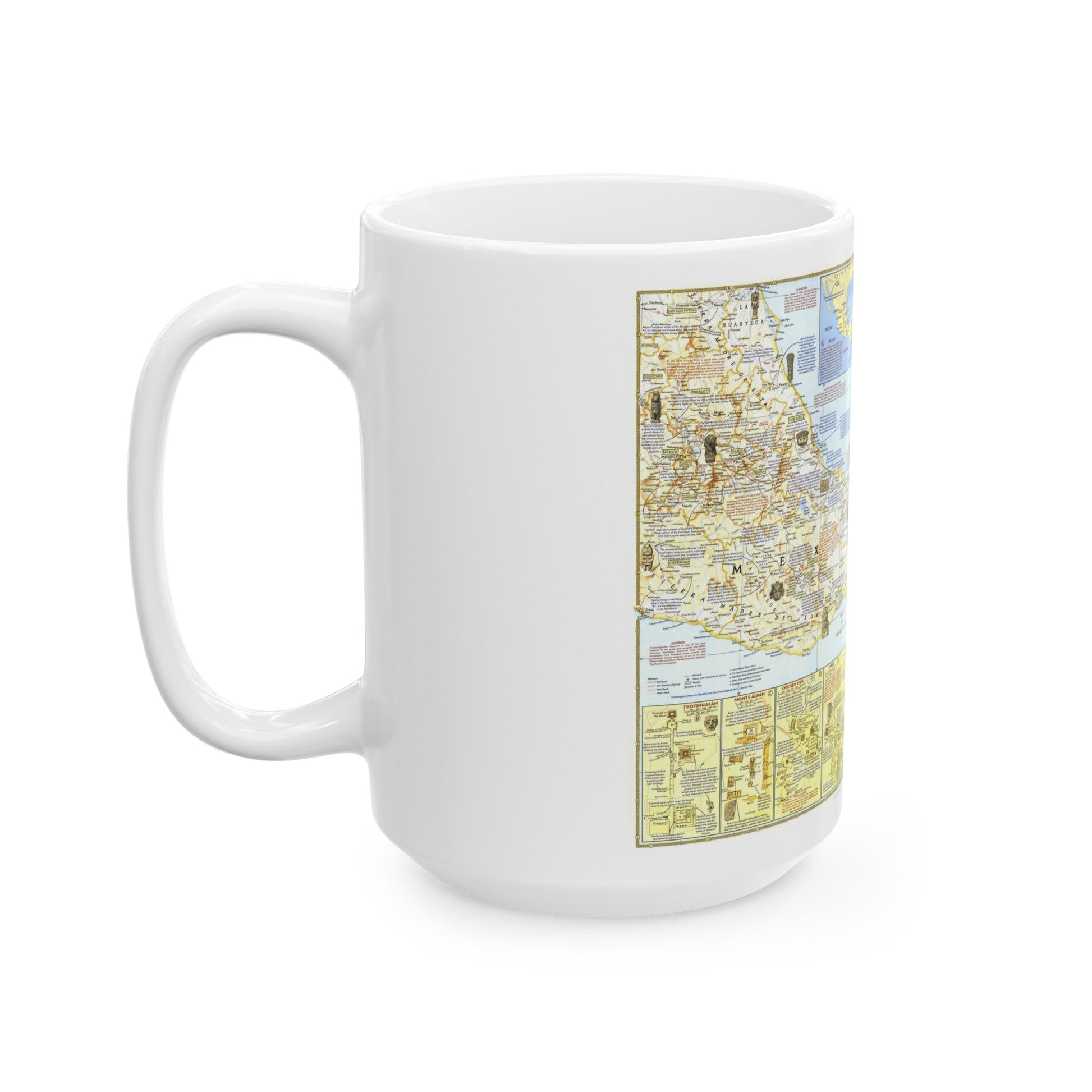 Central America - Archeological Map 1 (1968) (Map) White Coffee Mug-The Sticker Space