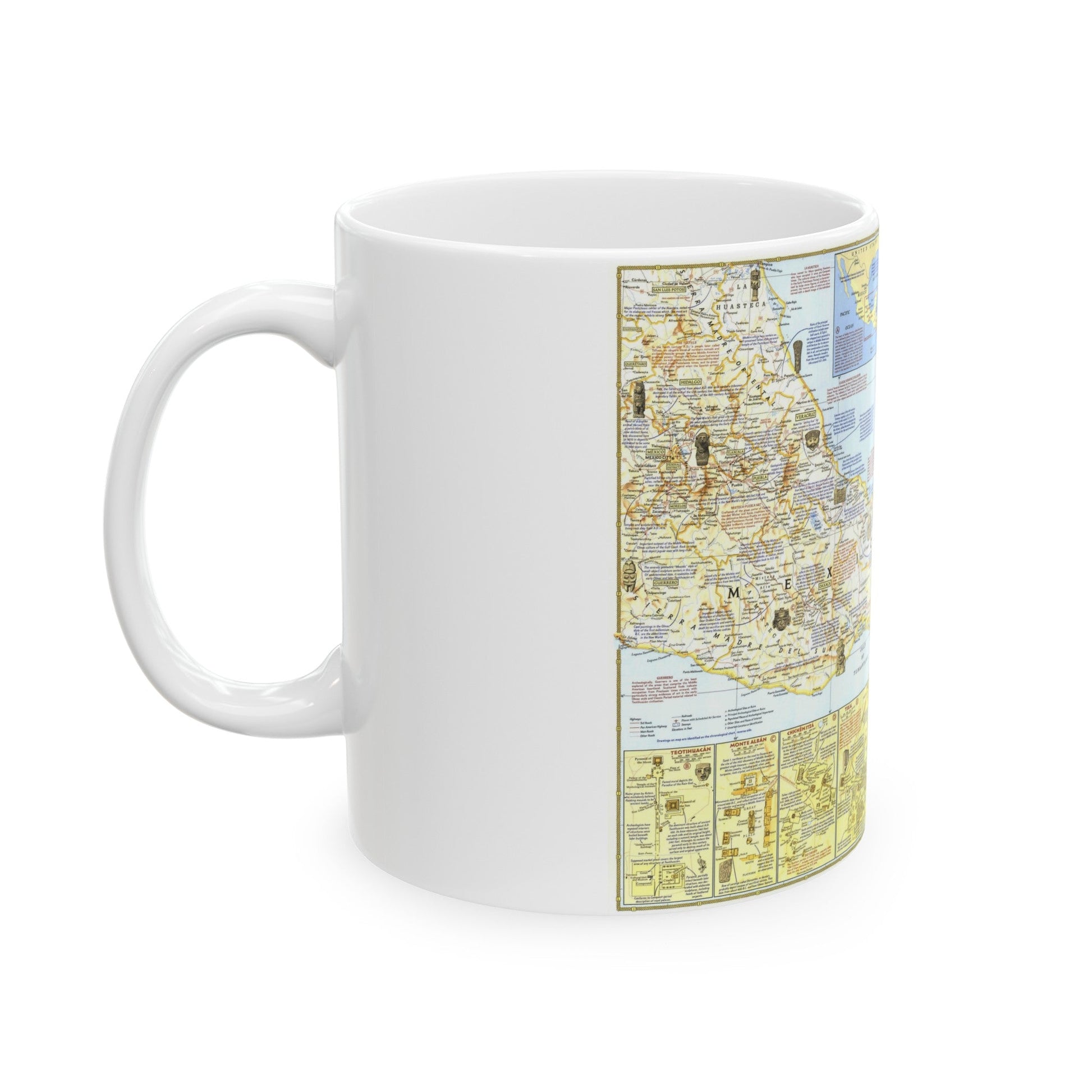 Central America - Archeological Map 1 (1968) (Map) White Coffee Mug-The Sticker Space