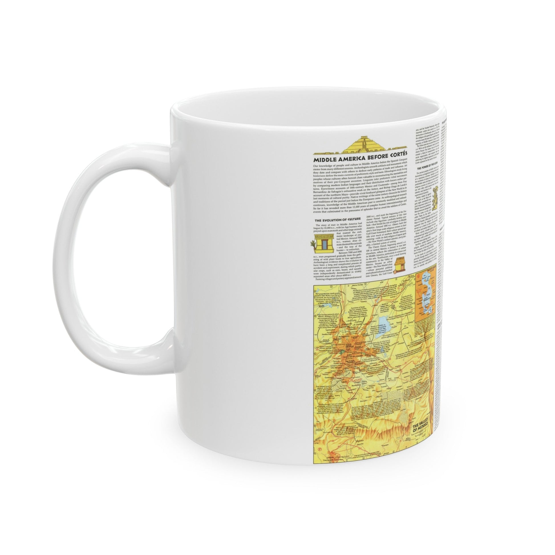 Central America - Archeological Map 2 (1968) (Map) White Coffee Mug-The Sticker Space